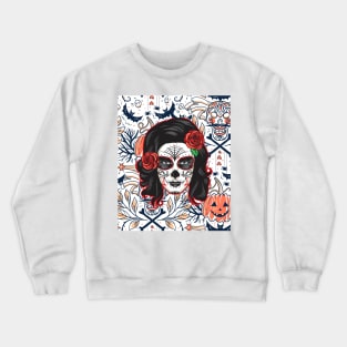 Bootiful Cool skull tattoo woman pattern gift design Crewneck Sweatshirt